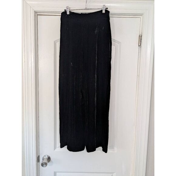 Zara Woman Velvet Wide Leg Pants women's medium black‎ goth witchy whimsigoth - Picture 4 of 6